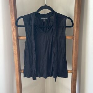 Banana Republic Tie-Neck Black Loose Tank Top/Sleeveless Dress Shirt